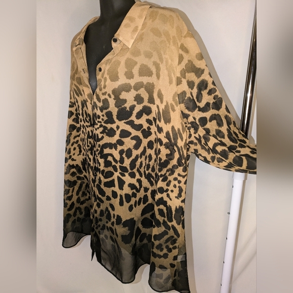 Lane Bryant Sheer Animal Print Blouse - Picture 2 of 7